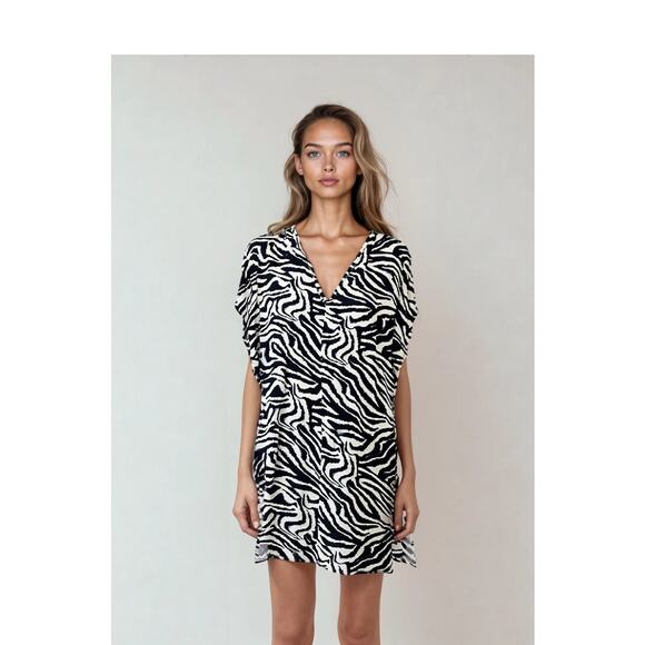 NWT Anne Cole Navy Zebra Shadow Swim Tunic Cover-up Resort Vacation XS/S - Picture 1 of 6